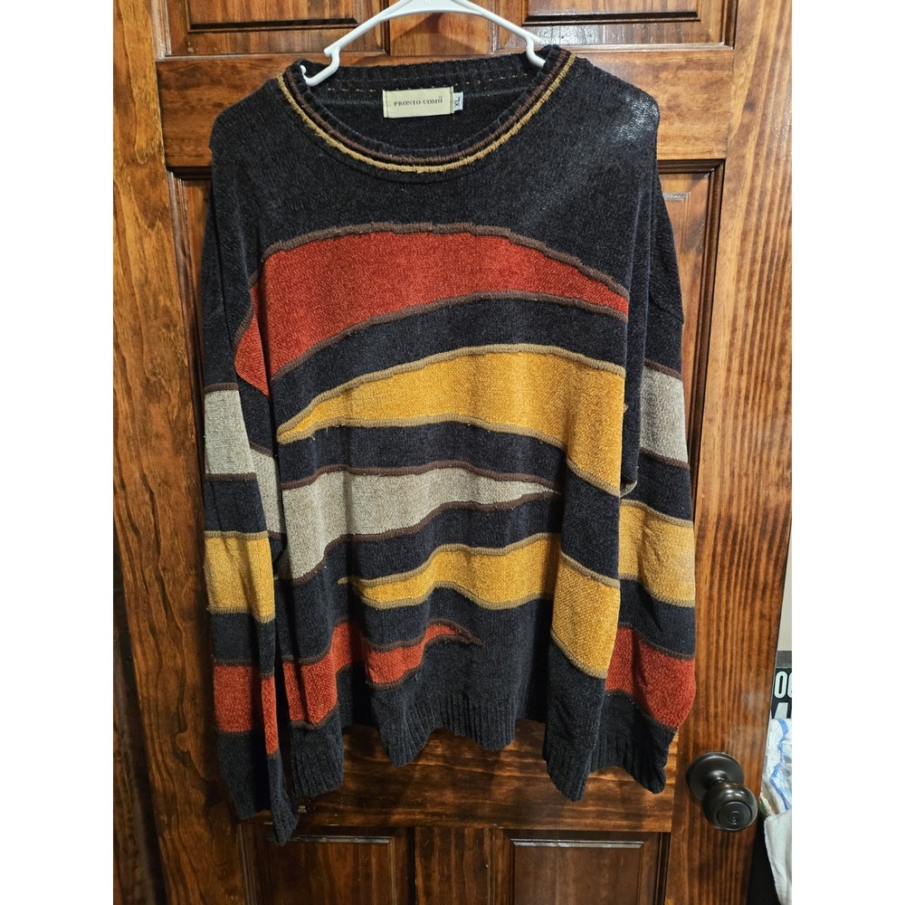 Pronto Uomo XL Grandpa Core Sweater Vintage Coogi Style Geometric Design